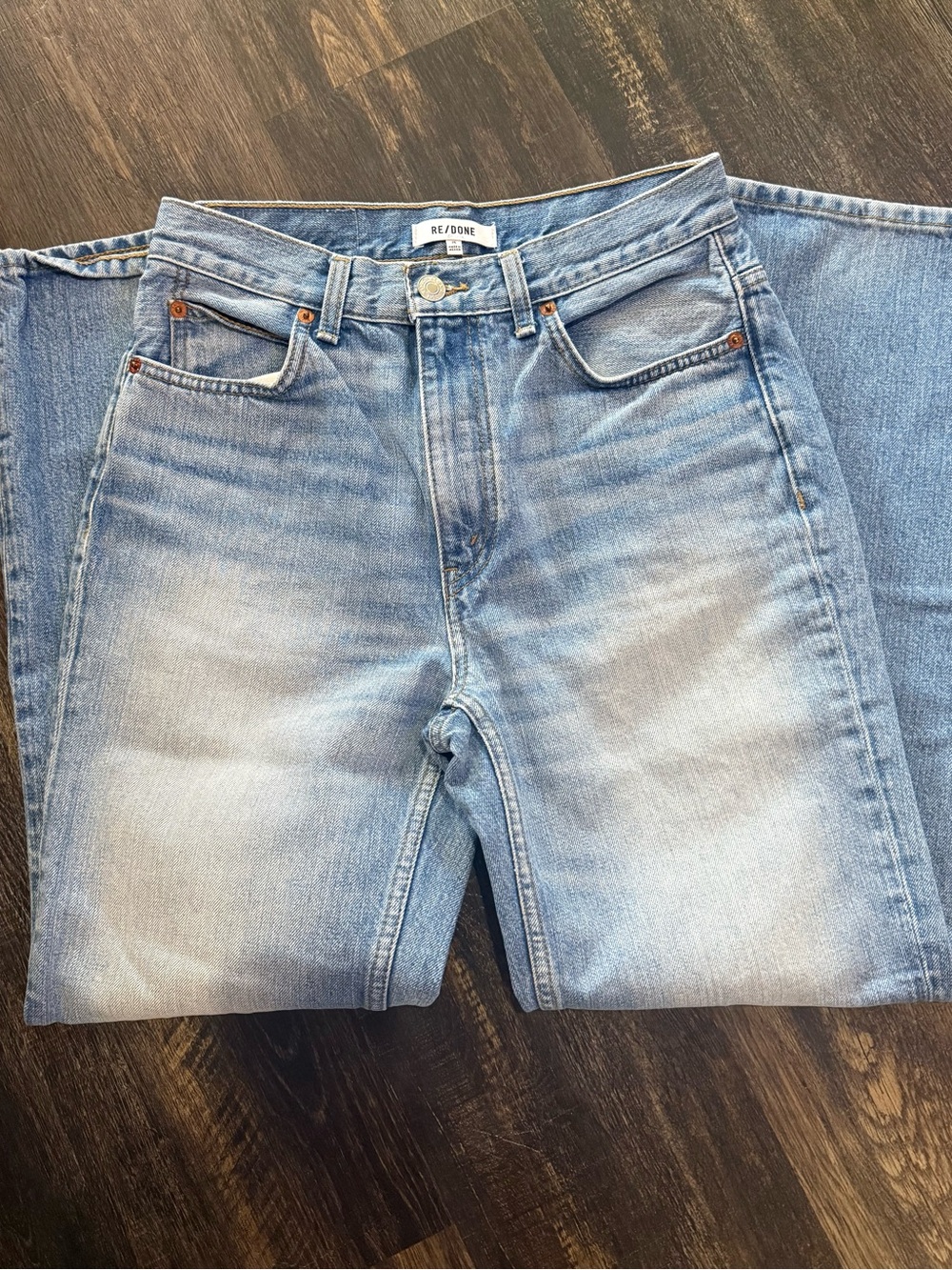 RE/DONE High Rise Straight Leg Jeans Size 26 Light Wash